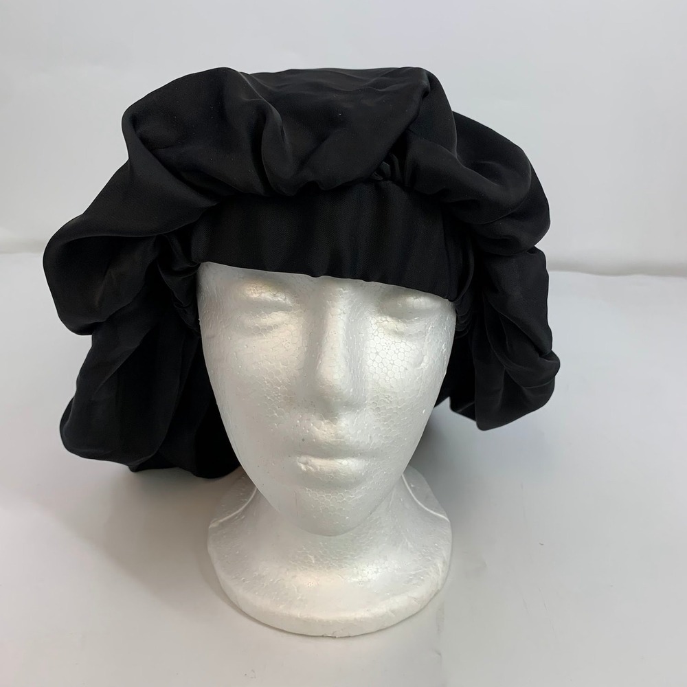 Kitsch Satin Sleep Bonnet Black Hair Wrap Sleeping Cap Haircare Tie Band New